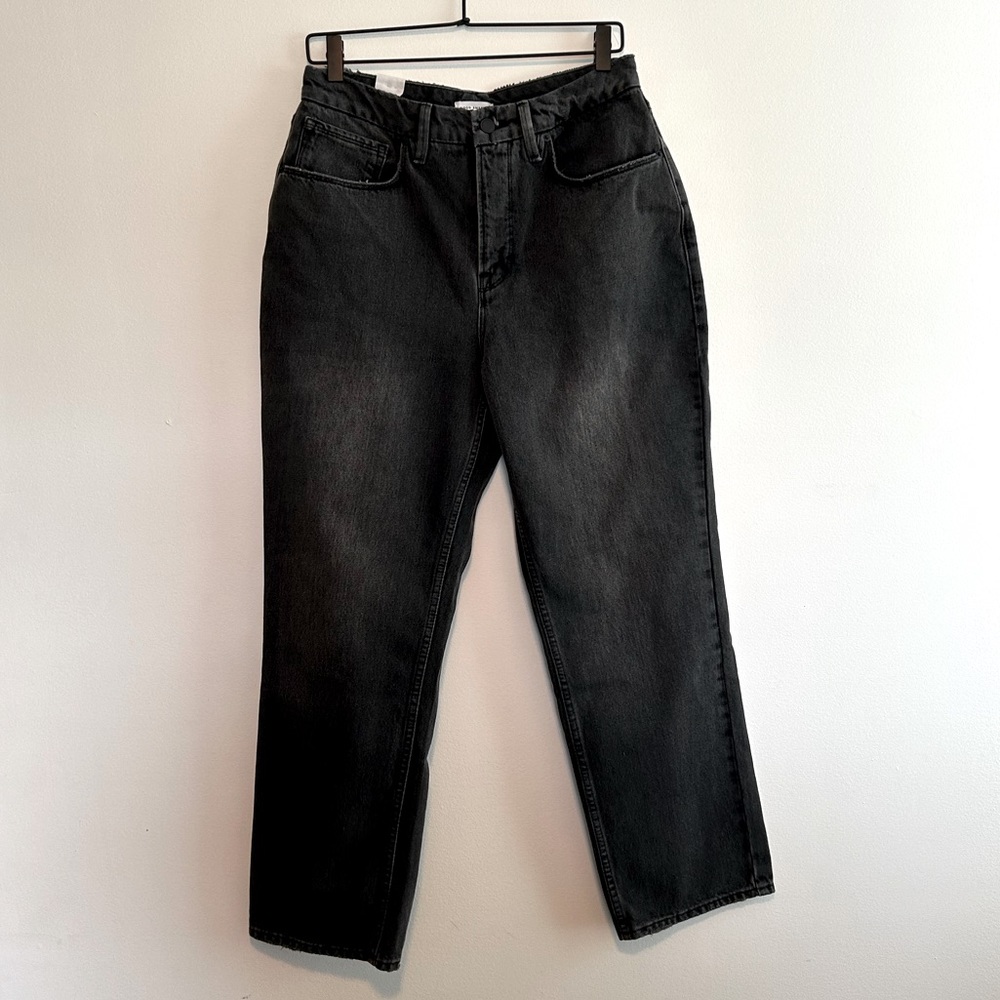 Good American Faded Black Duster Leg Straight Jean Size 30